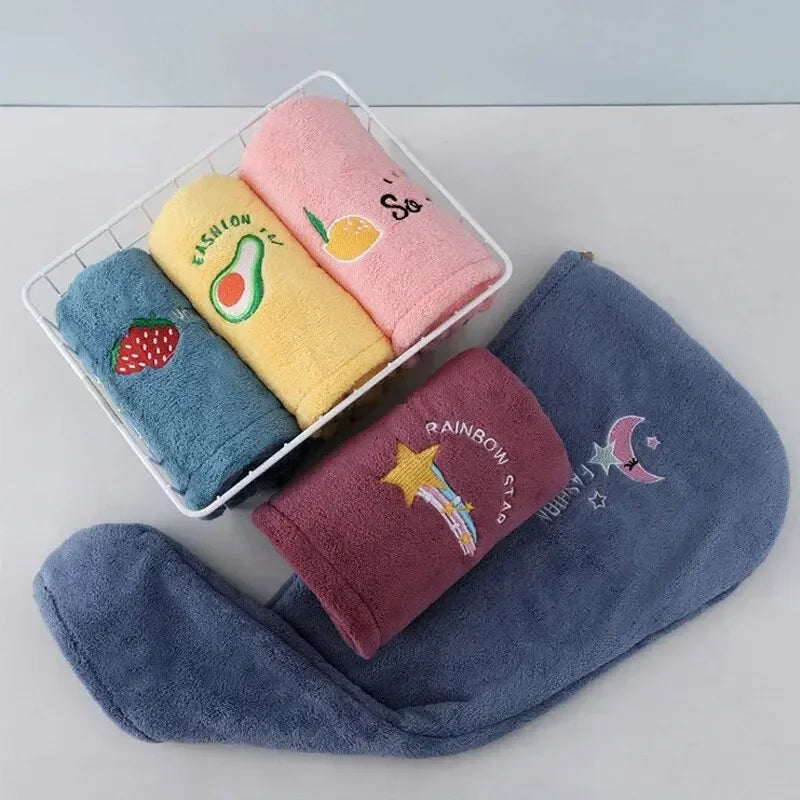 1Pc Quickly Dry Hair Hat Super Absorbent Soft Bathroom Women Head Towels Girls Cute Hair Towel Hair Dry Wrap Bonnets