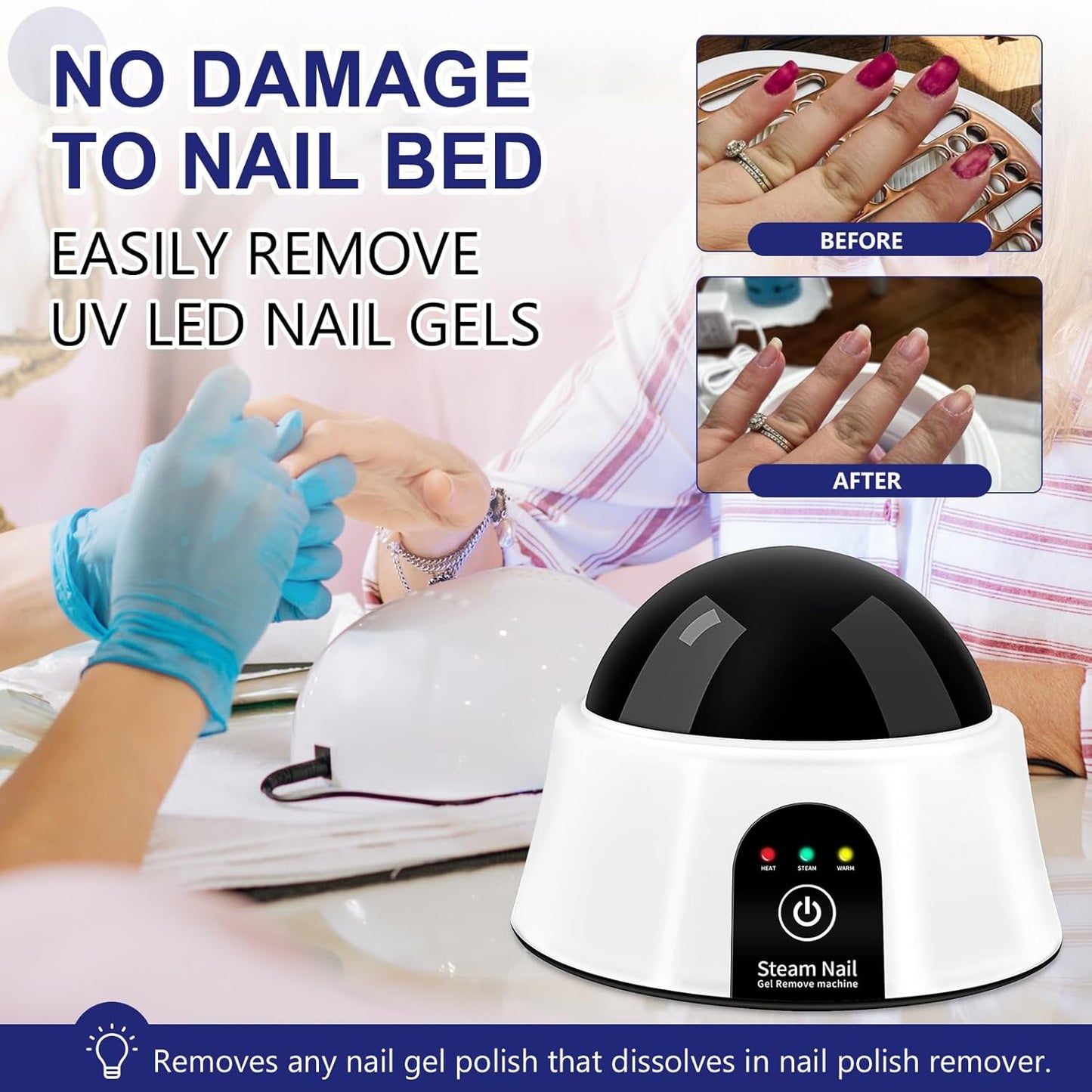 Nail Soaking Bowl, Electric Soak off Bowl Manicure Soaker Nail Polish Remover Machine for Acrylic Nails Dip Gel with Color Cuticle Pusher, Black