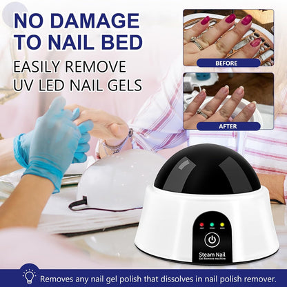 Nail Soaking Bowl, Electric Soak off Bowl Manicure Soaker Nail Polish Remover Machine for Acrylic Nails Dip Gel with Color Cuticle Pusher, Black