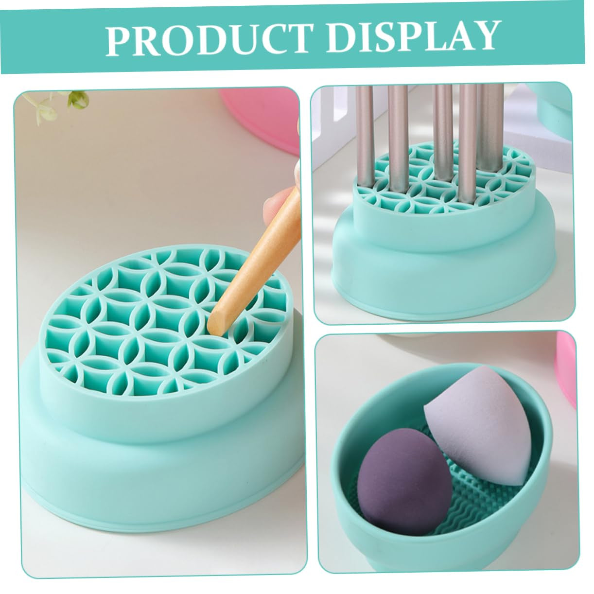 Silicone Makeup Brush Cleaner Bowl Drying Stand Essential Makeup Tool for Efficient Cleaning and Storage Compatible Brushes and Sponges Easy to Use and Practical