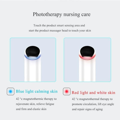 Electric Eye Massager Wand, Rechargeable Facial Massager, Facial Vibrating Treatment, LED Light Treatment, for Dark Circles, Eye Bags, Puffiness under Eyes(Pink)