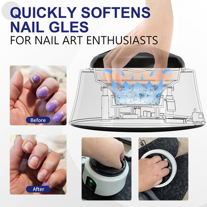 Nail Soaking Bowl, Electric Soak off Bowl Manicure Soaker Nail Polish Remover Machine for Acrylic Nails Dip Gel with Color Cuticle Pusher, Black
