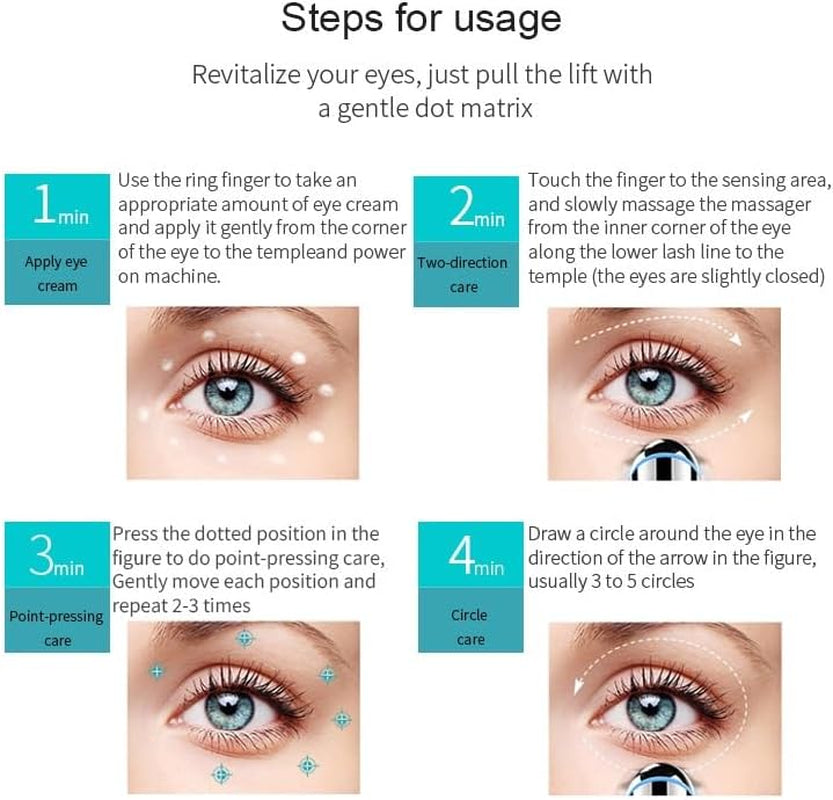 Electric Eye Massager Wand, Rechargeable Facial Massager, Facial Vibrating Treatment, LED Light Treatment, for Dark Circles, Eye Bags, Puffiness under Eyes(Pink)