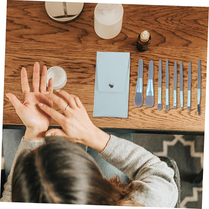 1Set Travel Makeup Brush Set Mini Soft Bristles Cosmetic Tools U-Shaped Brush Holder Portable and Lightweight for Beginners and Go Makeup Applications