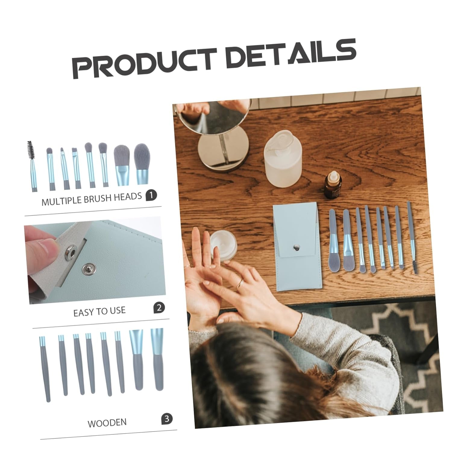 1Set Travel Makeup Brush Set Mini Soft Bristles Cosmetic Tools U-Shaped Brush Holder Portable and Lightweight for Beginners and Go Makeup Applications