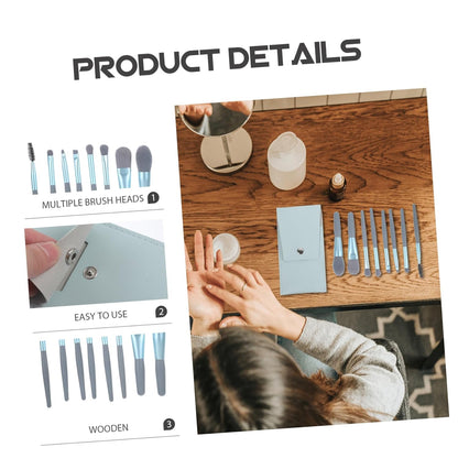 1Set Travel Makeup Brush Set Mini Soft Bristles Cosmetic Tools U-Shaped Brush Holder Portable and Lightweight for Beginners and Go Makeup Applications