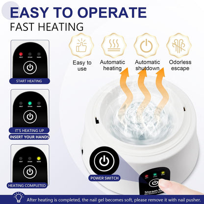 Nail Soaking Bowl, Electric Soak off Bowl Manicure Soaker Nail Polish Remover Machine for Acrylic Nails Dip Gel with Color Cuticle Pusher, Black